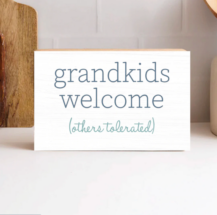 Grandkids Welcome Decorative Wooden Block