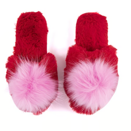 Red and Pink Fuzzy slippers