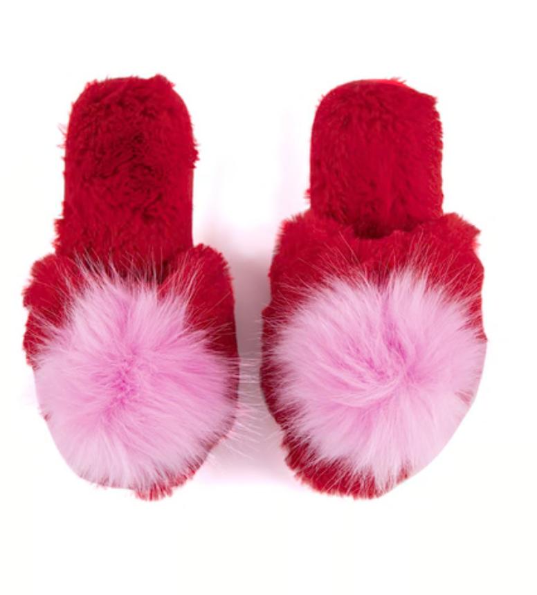 Red and Pink Fuzzy slippers