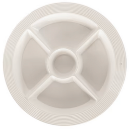 Round Divided Dish server - pinstripes