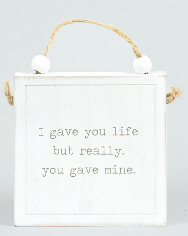Reversible hanging sign LIFE/MEMORIES White/Black