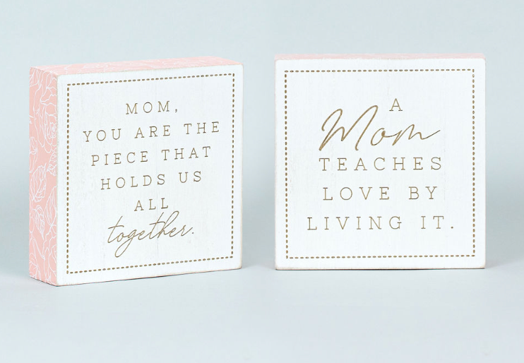 Reversible Wood Brick for Mom's Love- white, pink, natural