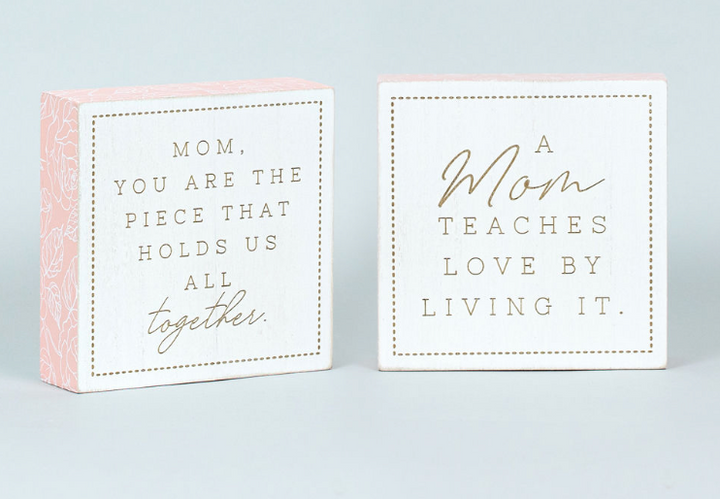 Reversible Wood Brick for Mom's Love- white, pink, natural