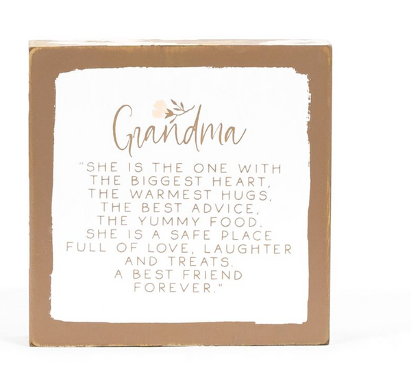Reversible wood brick with Grandma's Love Saying- multicolor