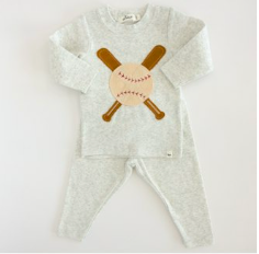 Vintage Baseball Terry Appliqué Long Sleeve 2pc. set