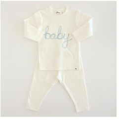 "Baby" Sky Embroidered Long Sleeve 2pc. set