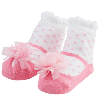 Pink Puff Mary Jane Socks