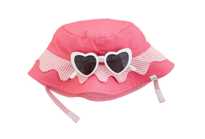 Girls Scallop Hat & Sunglasses Set