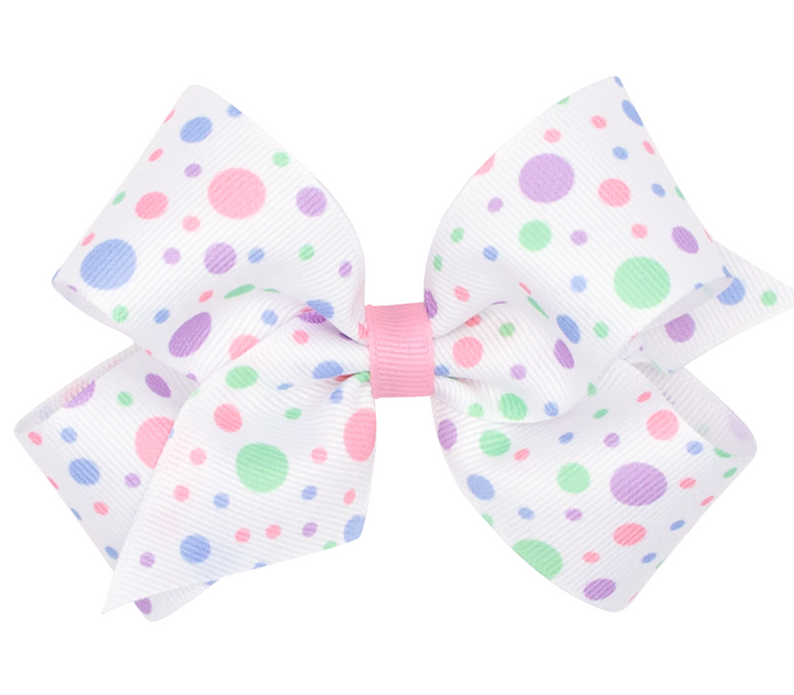 Medium Easter and Spring-Inspired Print Grosgrain Hair Bow-DOTS