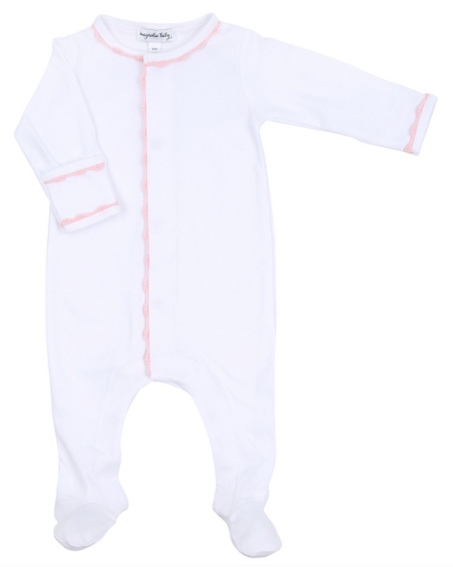Baby Joy Embroidered Footie-Pink