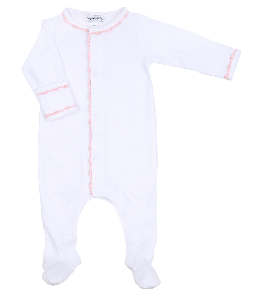 Baby Joy Embroidered Footie-Pink
