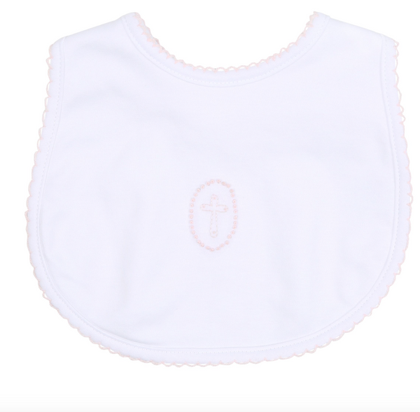 Embroidered Cross on Bib-Blessed