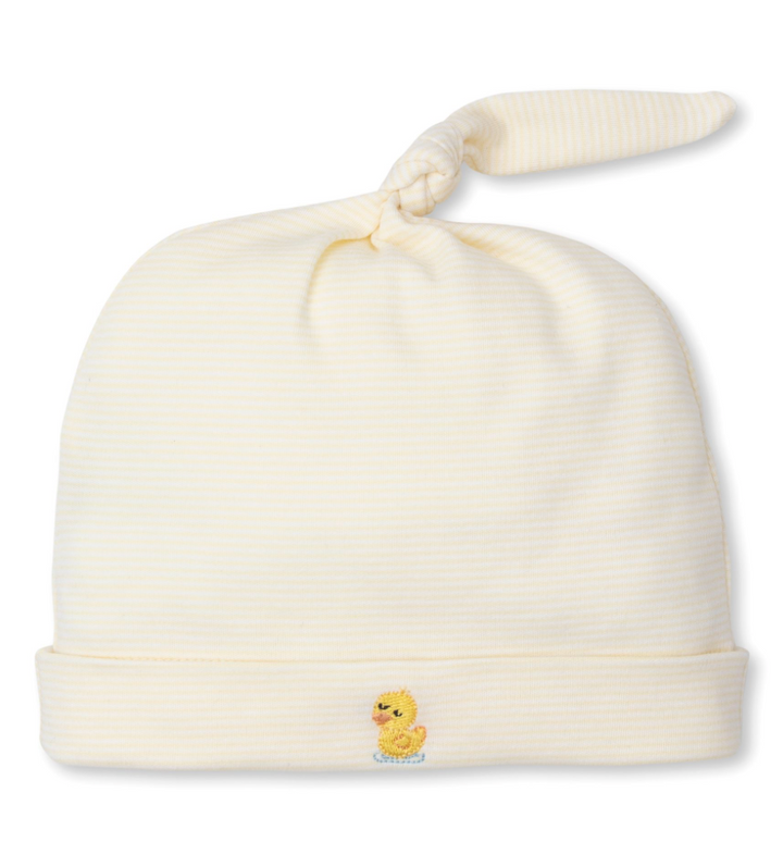 Yellow Baby Hat with Embroidered Duck