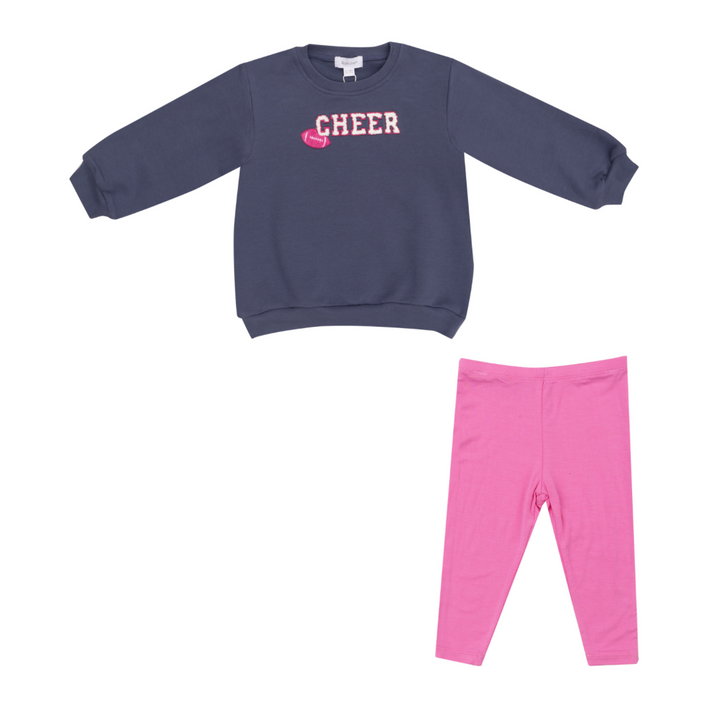 Footballs French Terry Puffy Oversized Sweatshirt & Pink Rib Legging