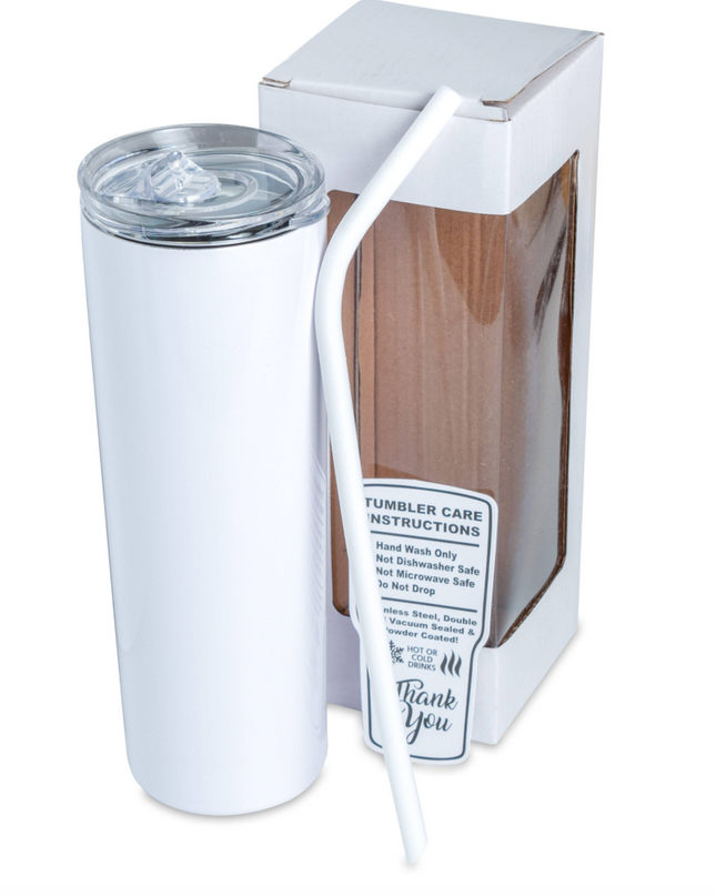 20 oz skinny tumbler — personalized with name or monogram, vinyl included