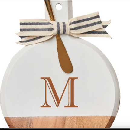 Acacia Bevel Board-Med-White with Gold Spreader| 8" X 9.75" X .6"