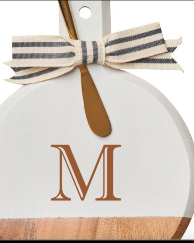 Acacia Bevel Board-Med-White with Gold Spreader| 8" X 9.75" X .6"