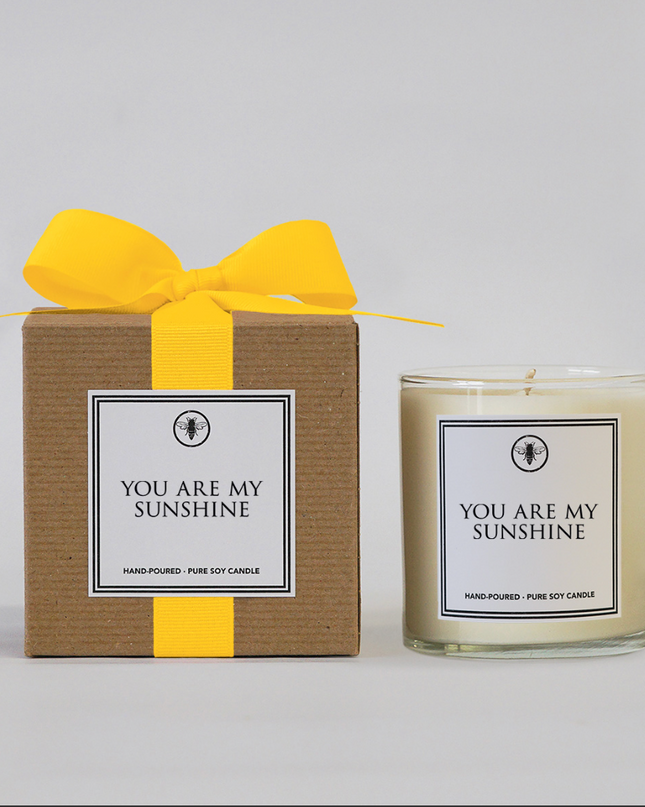 You Are My Sunshine scented candle — sweet gift for mom, friend, and birthday