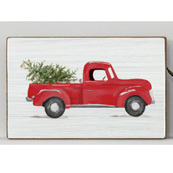 Personalized Christmas Tree Truck XL Wooden Block