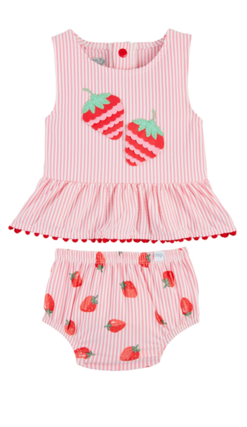 Girls' Strawberry Applique Swimsuit