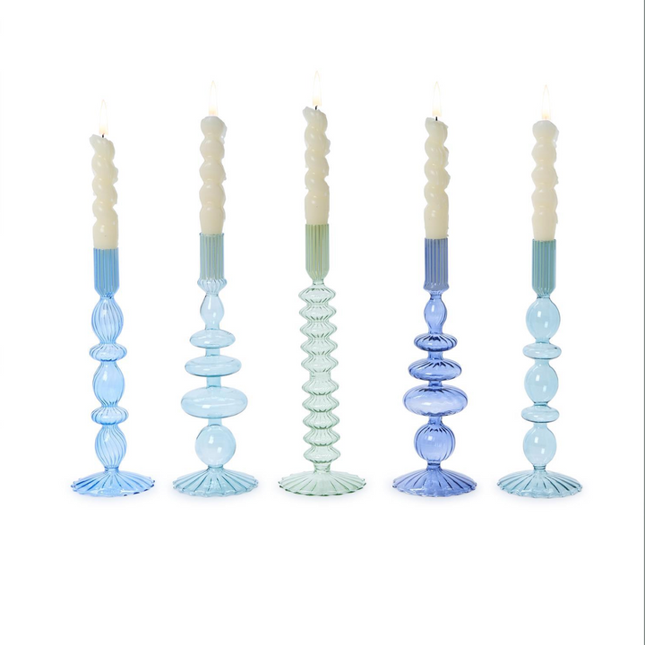 Blue Glass Candleholders