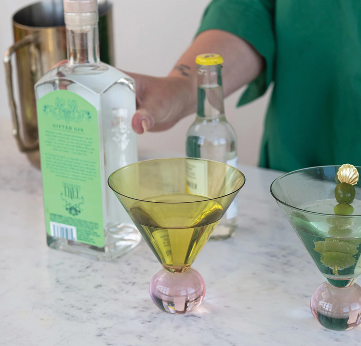 Two-Tone Martini Glass with Ball Stem