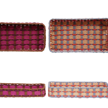 Decorative Woven Paper Rope Trays with Handles