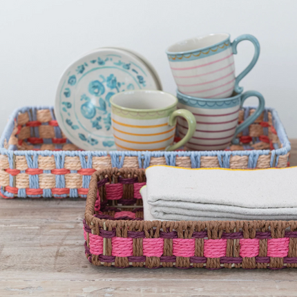 Decorative Woven Paper Rope Trays with Handles