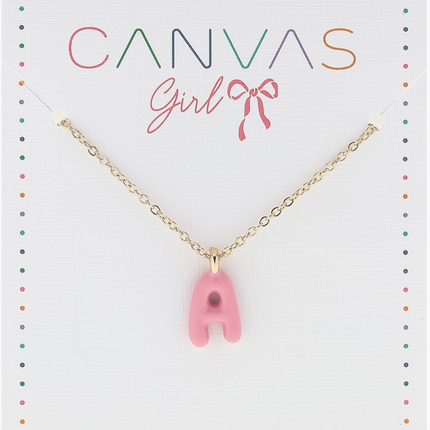 Viola Enamel Coated Letter Children's Necklace in Shiny Gold