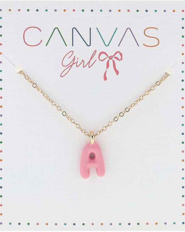 Viola Enamel Coated Letter Children's Necklace in Shiny Gold
