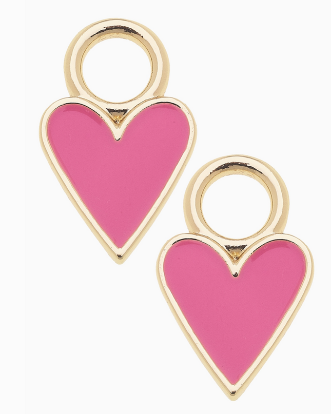 Enamel Heart Huggie Charm in Neon Pink | Set of 2
