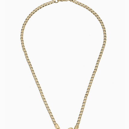 Hayden Box Chain Horsebit Necklace in Shiny Gold