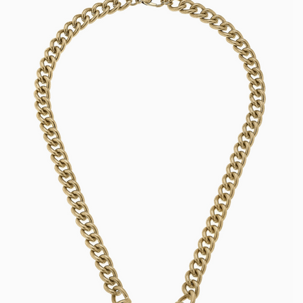 Jacklynn Linked Horsebit Necklace in Shiny Gold