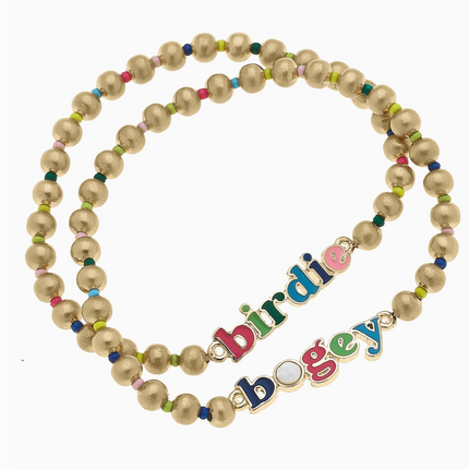 Birdie Bogey Rainbow Ball Bead Stretch Bracelet | Set of 2