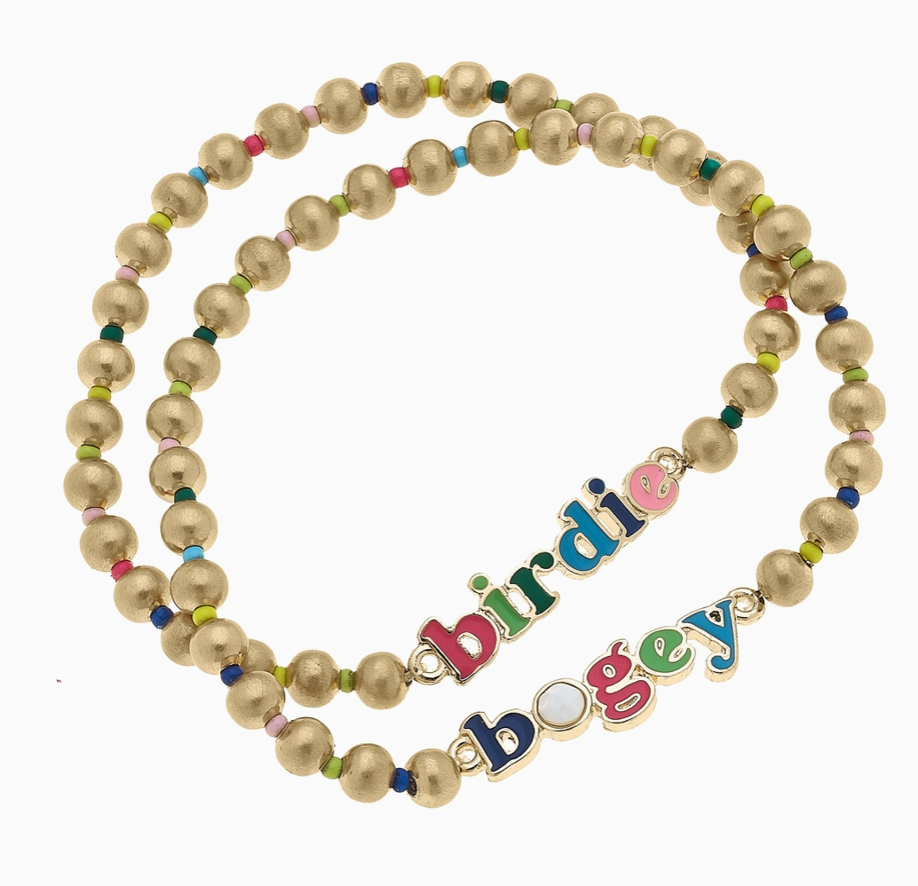 Birdie Bogey Rainbow Ball Bead Stretch Bracelet | Set of 2