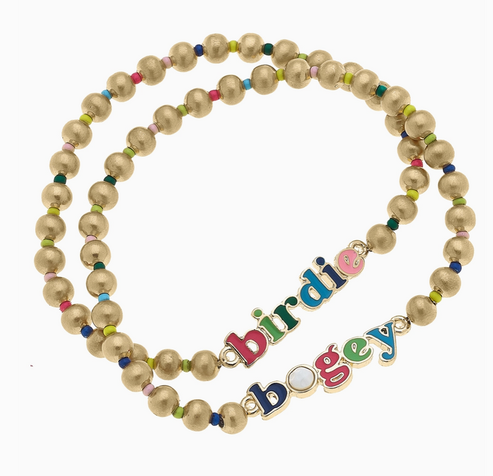 Birdie Bogey Rainbow Ball Bead Stretch Bracelet | Set of 2