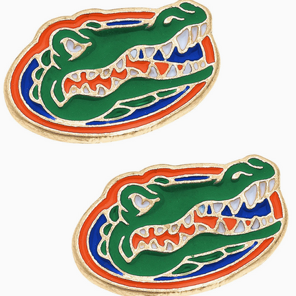 Florida Gators Enamel Stud Earrings in Green/Blue/Orange