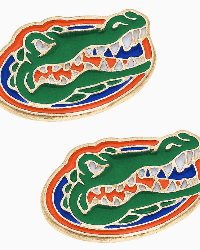 Florida Gators Enamel Stud Earrings in Green/Blue/Orange