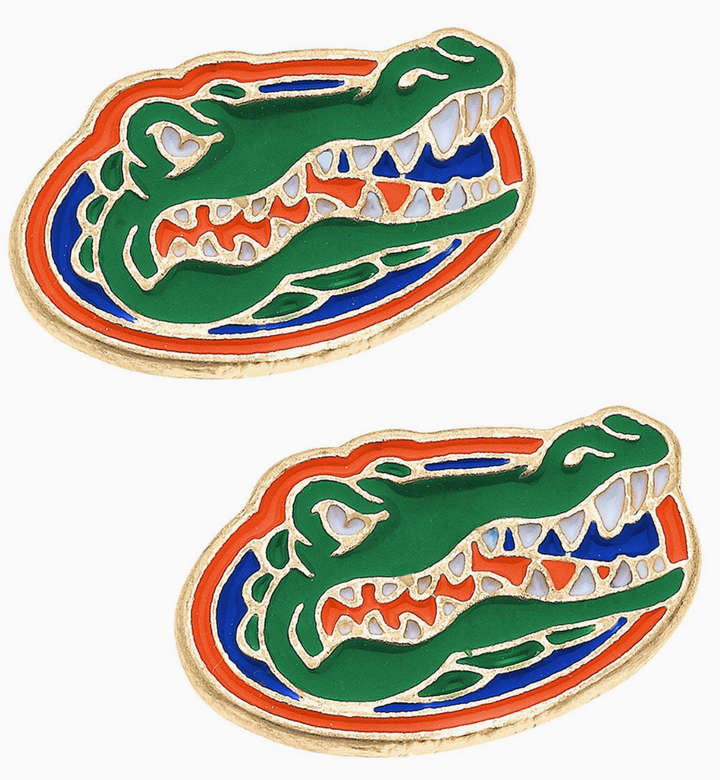 Florida Gators Enamel Stud Earrings in Green/Blue/Orange