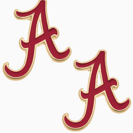 Alabama Crimson Tide Enamel Stud Earrings in Crimson