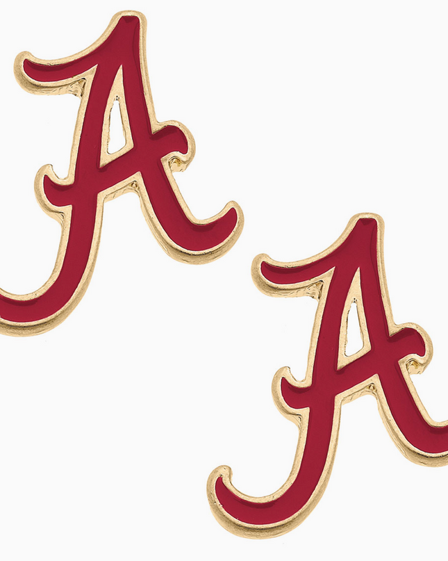 Alabama Crimson Tide Enamel Stud Earrings in Crimson