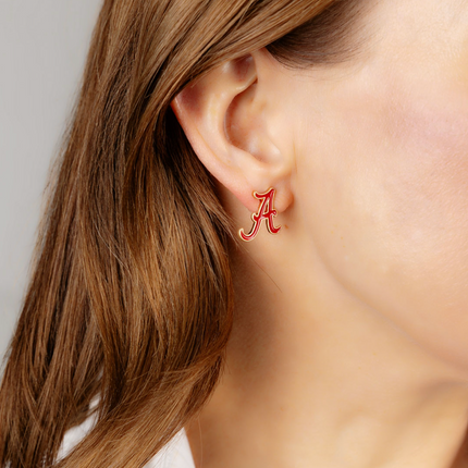 Alabama Crimson Tide Enamel Stud Earrings in Crimson