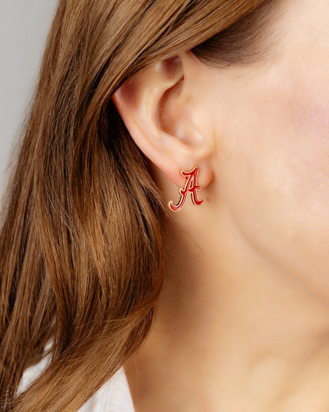 Alabama Crimson Tide Enamel Stud Earrings in Crimson