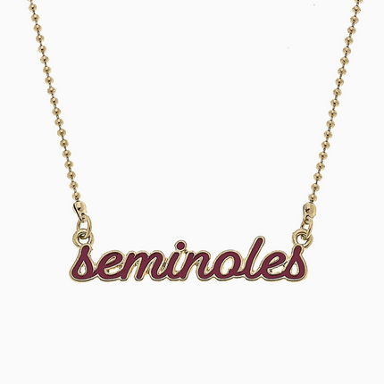 Florida State Seminoles Enamel Script Necklace in Garnet