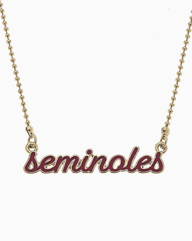 Florida State Seminoles Enamel Script Necklace in Garnet