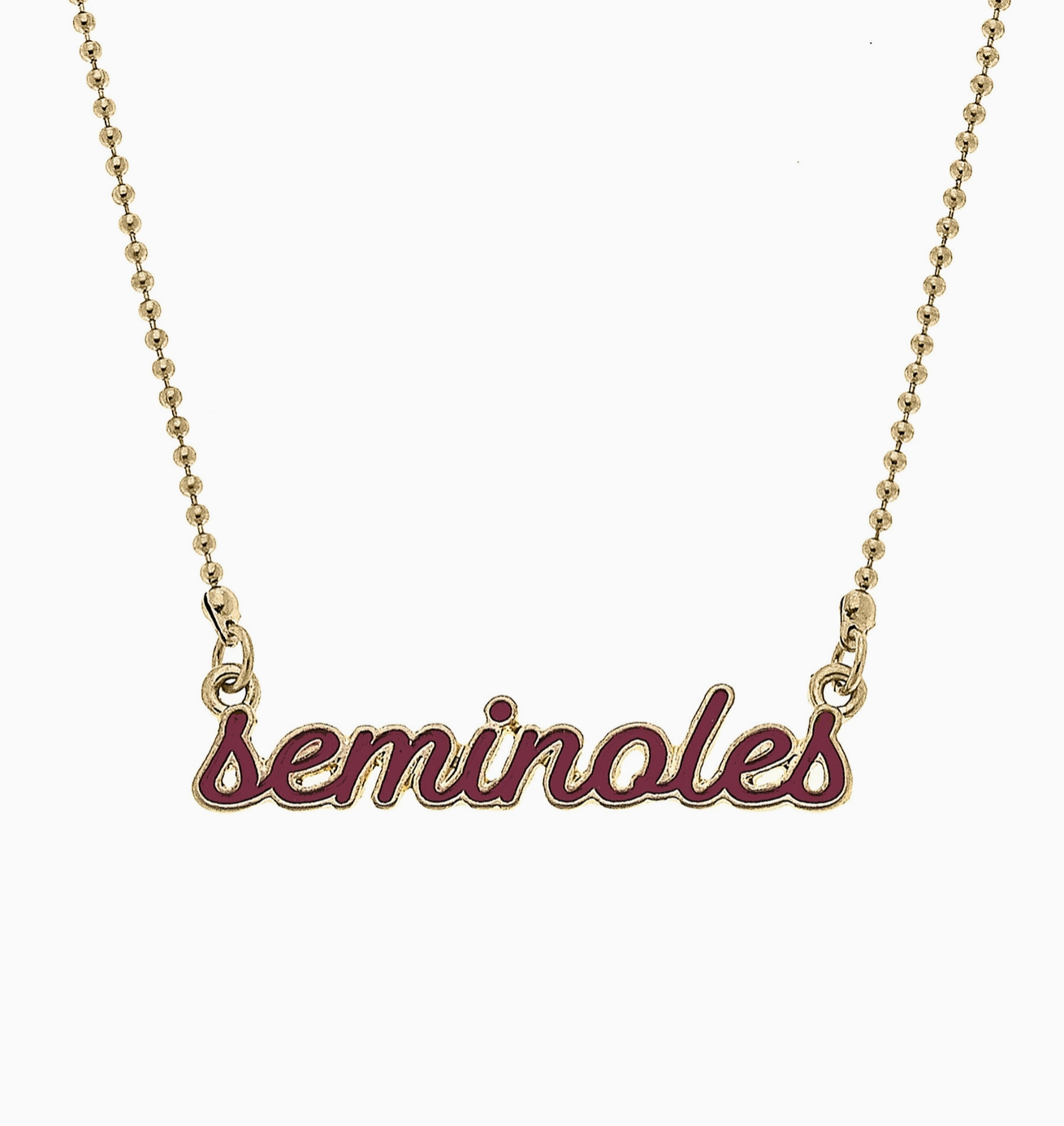 Florida State Seminoles Enamel Script Necklace in Garnet