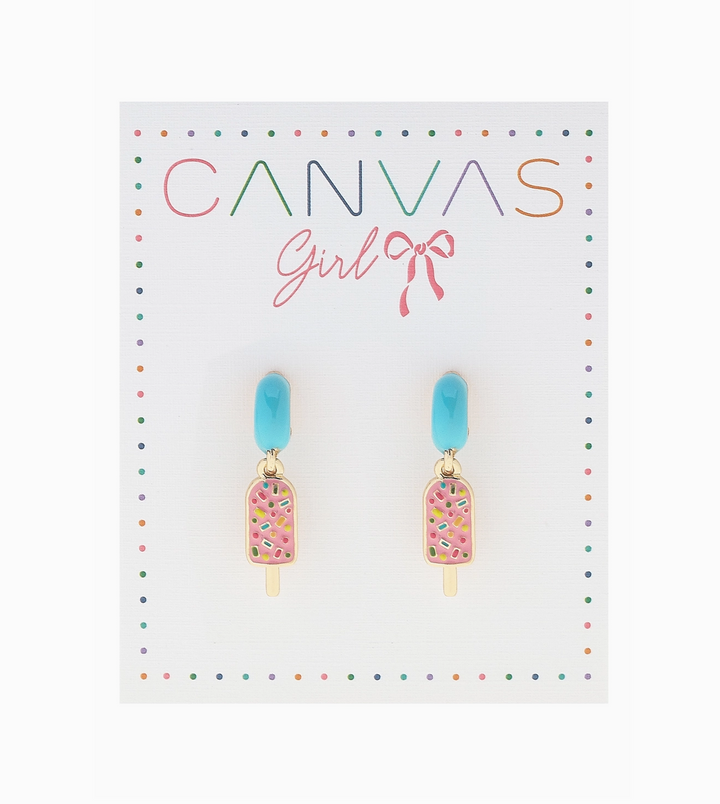 Lena Popsicle Enamel Mini Huggie Hoop Earrings in Aqua