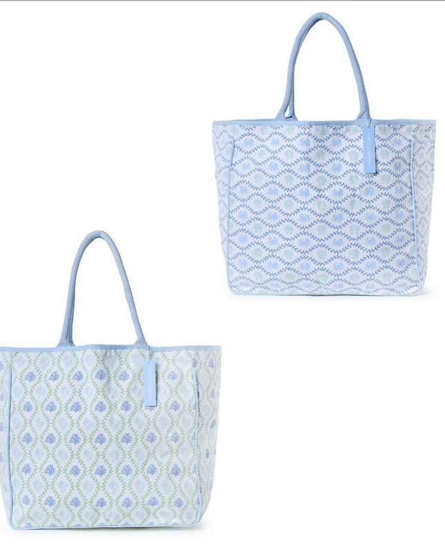 Coastal Block Print Tote Bag