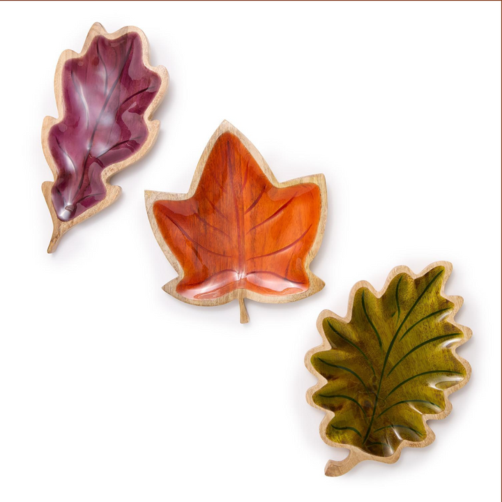 Hand-Crafted Leaf Serving Tray with Enamel Finish