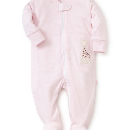 Sophie la girafe Pink Stripe Zip Front Footie
